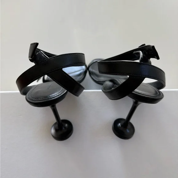 Balenciaga Black Leather Strappy Heels